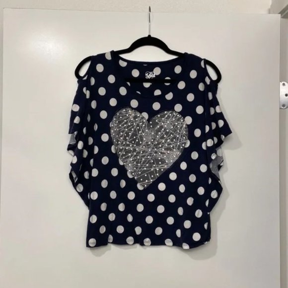 ✨ sparkly heart polka dot Justice t shirt - Picture 1 of 5